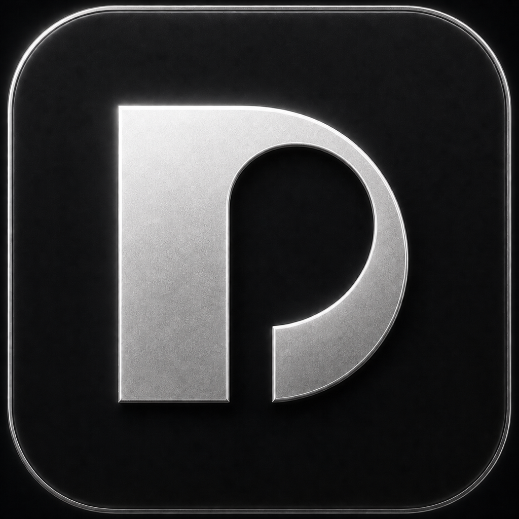 Metallic silver DraPub app icon
